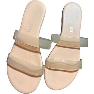 TKEES flat sandals with nude color straps Sz 11
